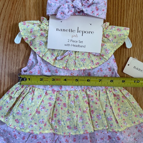 Nanette Lepore Baby Girl Dress Set With Matching Headband - Picture 11 of 11